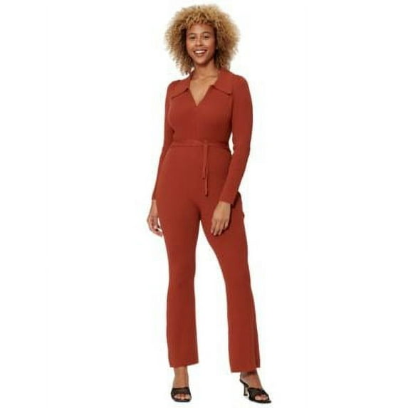 MSRP $100 Sofia Richie Ribbed Sweater Jumpsuit Brown Size XL