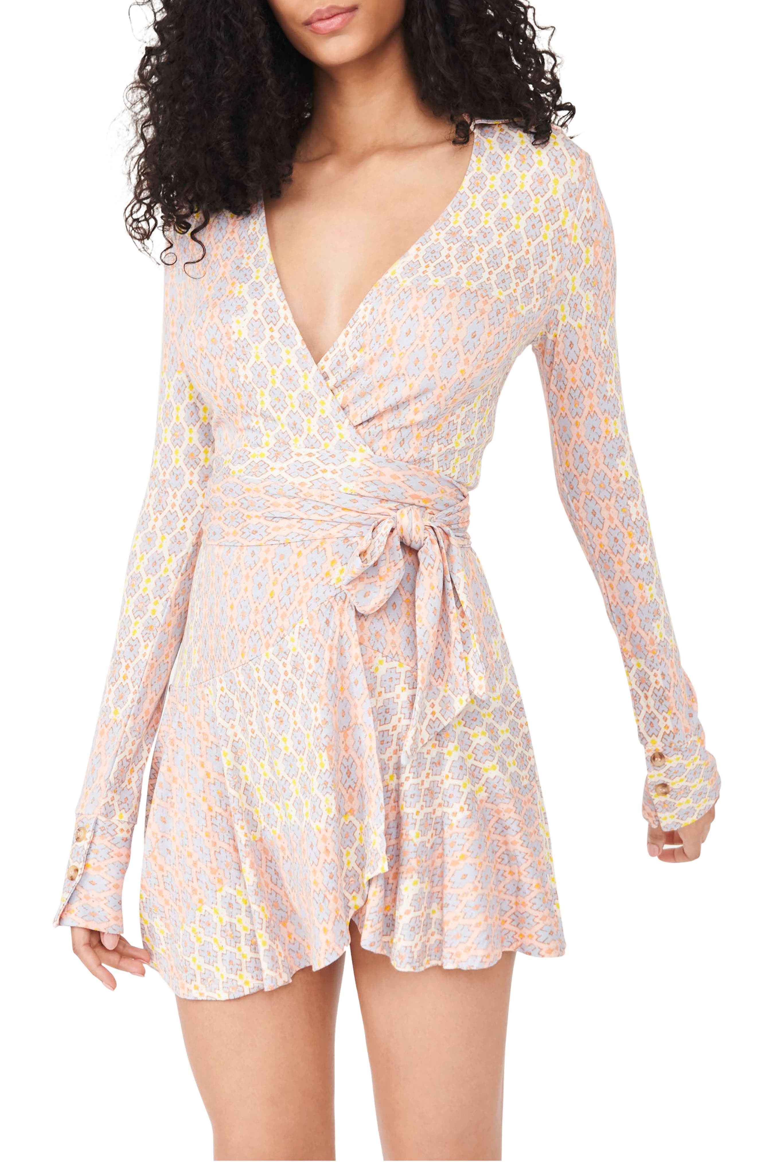 MSRP $128 Women's Free People Rhetta Long Sleeve Wrap Dress Natural Size  Medium - Walmart.com