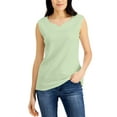 thumbnail image 1 of MSRP $13 Karen Scott Women Cotton Sweetheart-Neckline Tank Top Green Size Large, 1 of 2