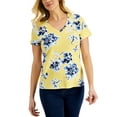 thumbnail image 1 of MSRP $13 Karen Scott Womens Holiday Floral Printed Top Yellow Size Small, 1 of 3