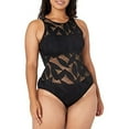 thumbnail image 1 of MSRP $138 Profile by Gottex Leaf Texture High Neck One Piece Black US Size 10, 1 of 2