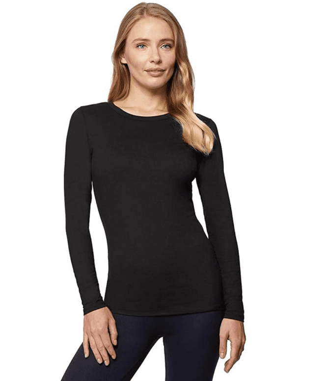 MSRP $15 32 Degrees Fleece Lined Crew Neck Long-Sleeve Top Black Size Large