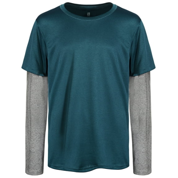 MSRP $15 Id Ideology Boys Faux-Layer Long-Sleeve T-Shirt Pacifica Size 7