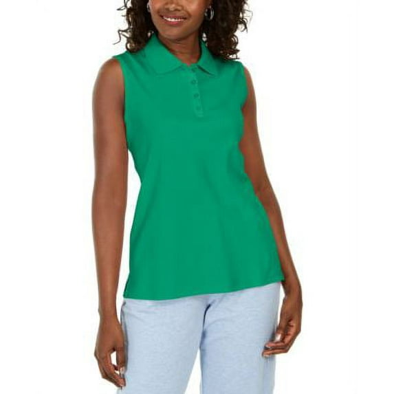 MSRP $15 Karen Scott Women Cotton Polo Tank Top Green Size XS