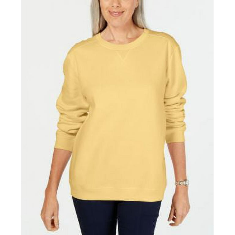 MSRP 18 Karen Scott Women Fleece Crewneck Sweatshirt Yellow Size XS Walmart