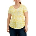 thumbnail image 1 of MSRP $18 Style & Co Plus Size V-Neck Tie-Dyed T-Shirt Yellow Size 0X, 1 of 1