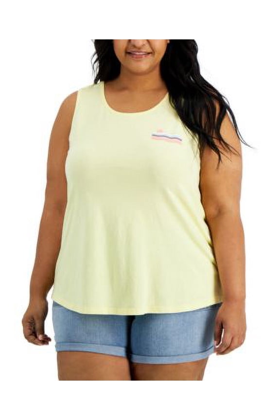 MSRP $18 Style & Co Women Plus Size Cotton Sunset-Print Tank Top Size 0X