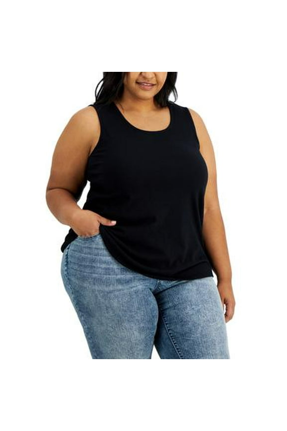 MSRP $18 Style & Co Womens Plus Size Cotton Tank Top White Size 2X