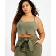 thumbnail image 1 of Bar III Trendy Plus Size Ribbed Knit Crop Top Dusty Oliv 3X, 1 of 3