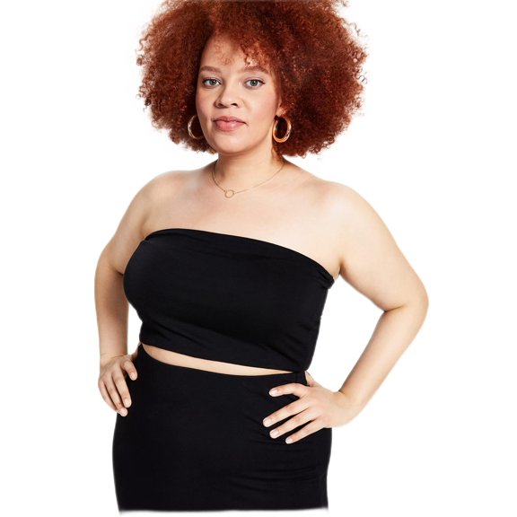 MSRP $20 Bar III Women Trendy Plus Size Crepe Tube Top Black Size 2X
