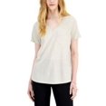 thumbnail image 1 of MSRP $20 Style & Co Women Cotton V-Neck T-Shirt Beige Size Medium, 1 of 1