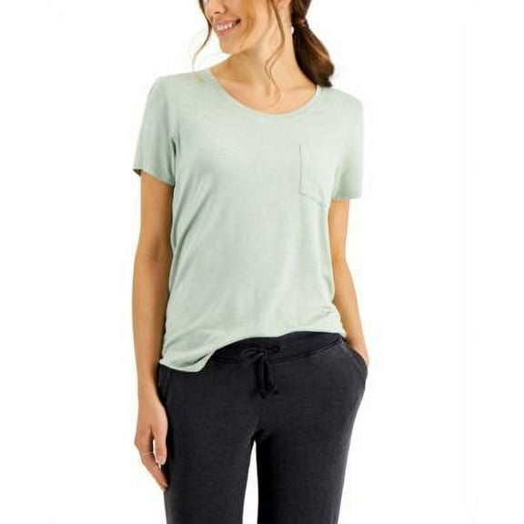 MSRP $20 Style & Co Women Draped One-Pocket T-Shirt Green Size Large
