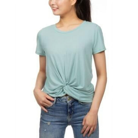 MSRP $24 Hippie Rose Juniors' Twist-Front T-shirt Green Size XS