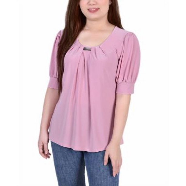 MSRP 24 Ny Collection Women Petite Hardware Balloon Blouse Size PLarge