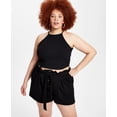 thumbnail image 1 of MSRP $25 Bar III Women Plus Size Ribbed Halter Crop Tank Top Black Size 0X, 1 of 3