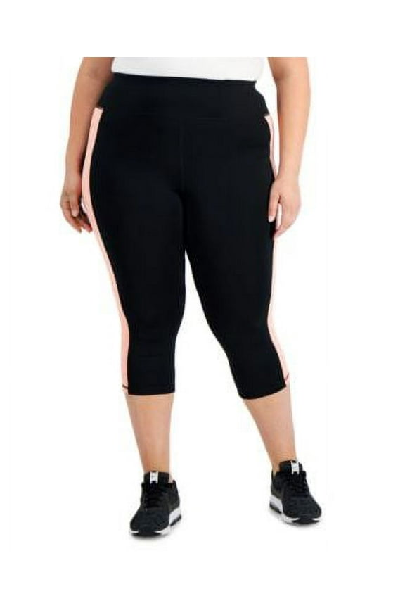 MSRP $25 Id Ideology Colorblocked Capri Leggings Black Size 2X