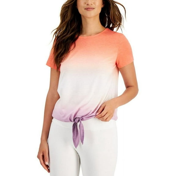ID Ideology Womens Tropical Fade Tie Front T-Shirt Fade Peach XS