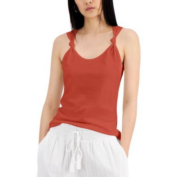 INC International Concepts Womens Knotted Strap Tank Top Summer Fig XS