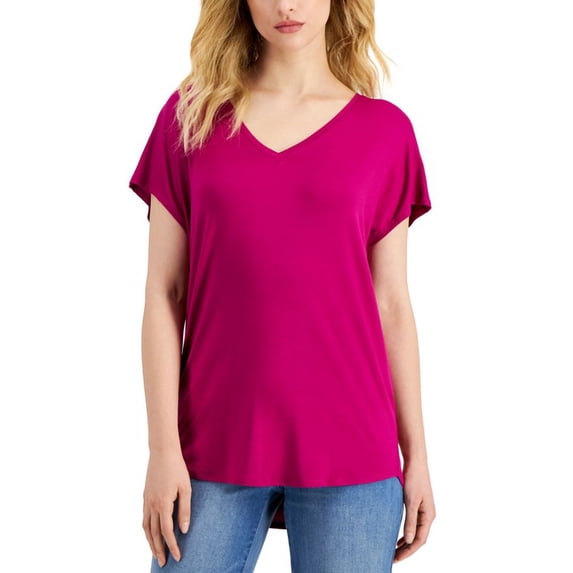 MSRP $25 International Concepts Womens V-Neck T-Shirt Pink Size Small
