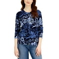 thumbnail image 1 of Karen Scott Womens Malibu Escape Floral Button Cardigan Intrepid Blue Combo M, 1 of 3