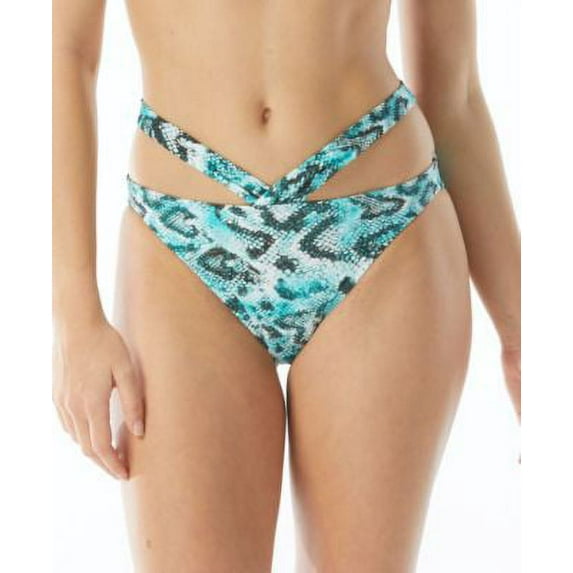 MSRP $25 Sundazed Womens Riley Snake-Print Stappy Bikini Bottoms Size XS