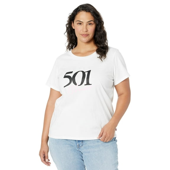 MSRP $27 Levis Women Plus Size Perfect '501 Blues' Graphic T-Shirt Size 1X