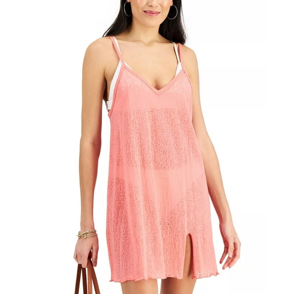 MSRP $28 Miken Juniors Animal Print Cover-Up Dress Peach Size Large