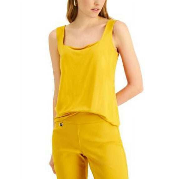 MSRP $30 Alfani Petite Square-Neck Tank Top Yellow Size Petite Petite