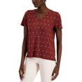 thumbnail image 1 of MSRP $30 Alfani Women  Printed V-Neck T-Shirt Red Size Medium, 1 of 1