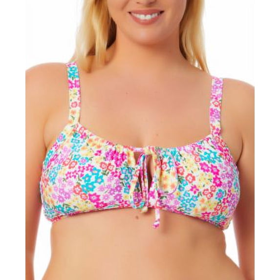 MSRP $30 California Waves Plus Size Ditsy Floral Bikini Top White Size 2 (20/22)