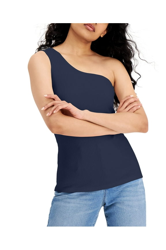 Womens One Shoulder Tank Top Indigo Sea L