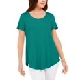 thumbnail image 1 of MSRP $30 Jm Collection Women Scoop-Neck Shirttail-Hem T-Shirt Aqua Size XS, 1 of 1