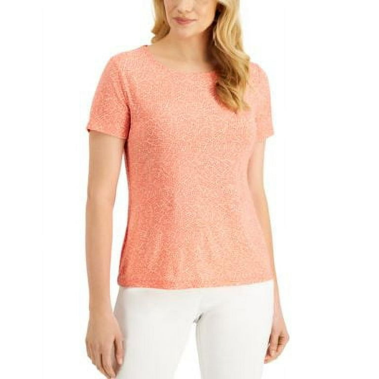 MSRP 30 Jm Collection Womens Jewel Printed Jacquard Top Orange Size Medium Walmart