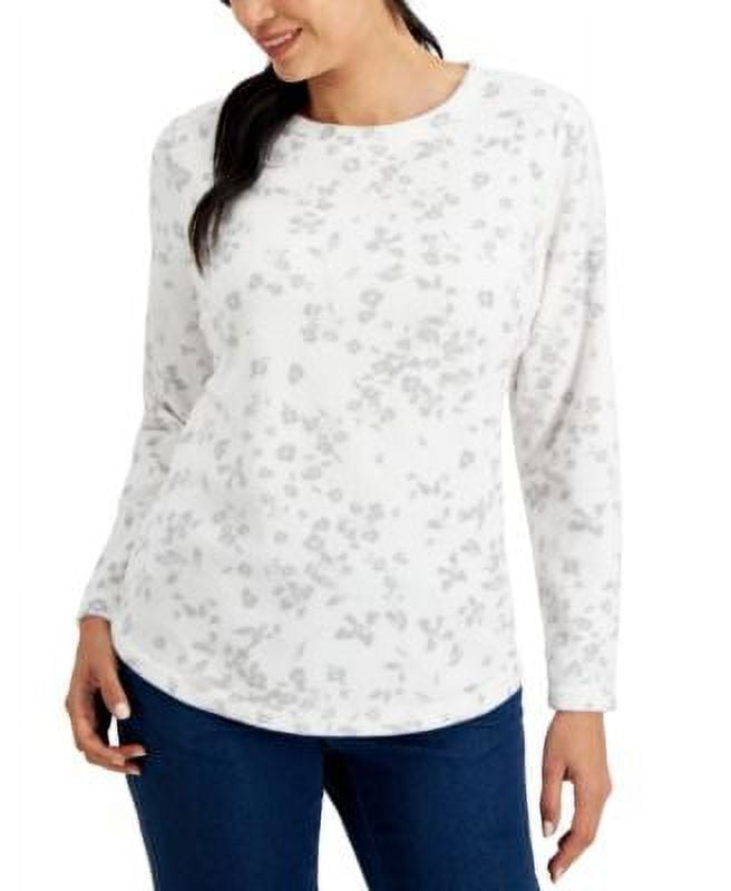Karen Scott Womens Crew Neck Fleece Sweatshirt Pink Size Medium