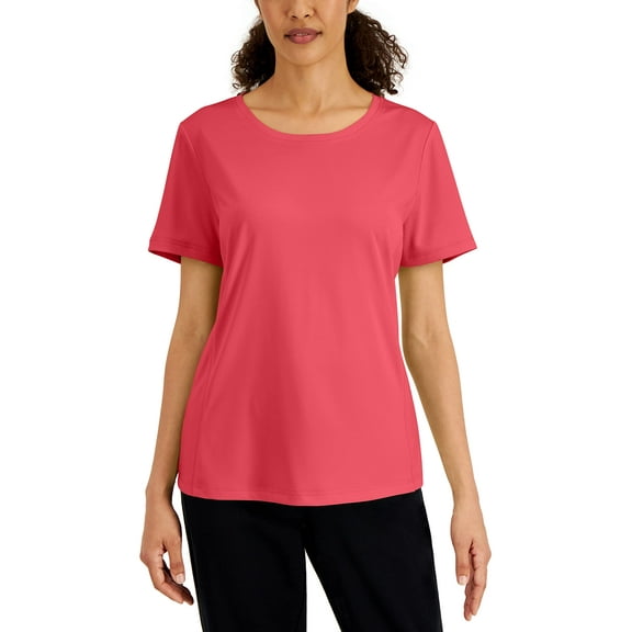 MSRP $30 Karen Scott Sport Women Solid T-Shirt Pink Size Medium