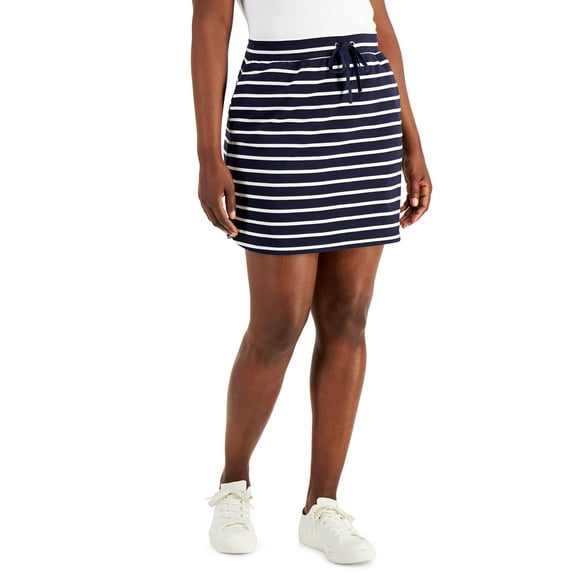 MSRP $30 Karen Scott Sport Womens Striped Pull-On Skort Navy Size Small