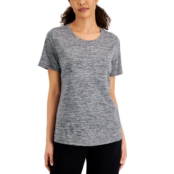 Karen Scott Womens Space Dyed Top Deep Black S