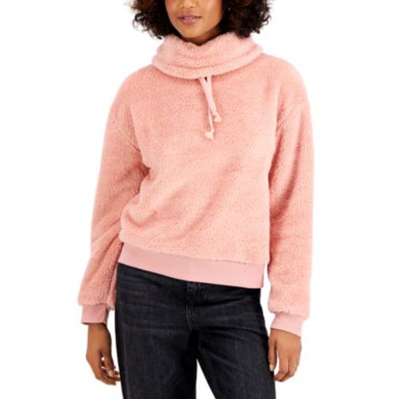 MSRP $34 Planet Gold Juniors' Fleece Cowlneck Sweatshirt Pink Size XS