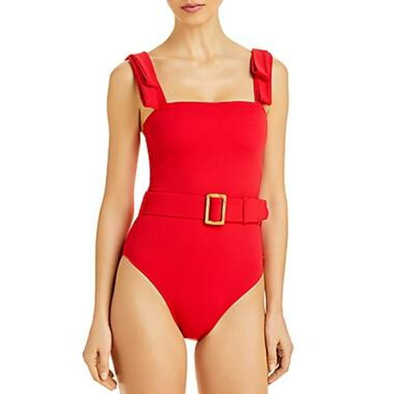 MSRP $345 Alexandra Miro Audrey Ribbon Strap One Piece Red Size Small