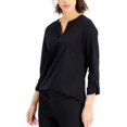 thumbnail image 1 of MSRP $35 Charter Club Petite Split-Neck Top Black Size Petite Small, 1 of 1