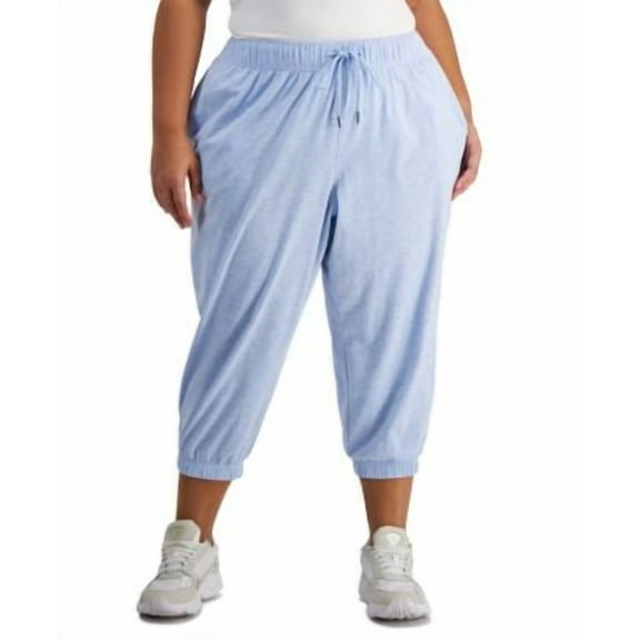 ID Ideology Performance Plus Size Cropped Jogger Pants Faded Blue Heather 1X