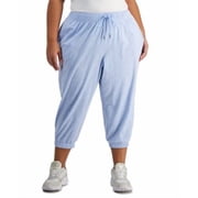 ID Ideology Performance Plus Size Cropped Jogger Pants Faded Blue Heather 3X