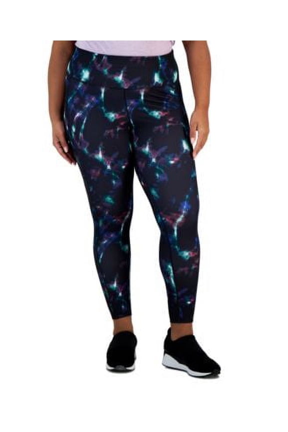 MSRP $35 Id Ideology Plus Size Celestial Sky Printed 7/8 Leggings Black Size 2X