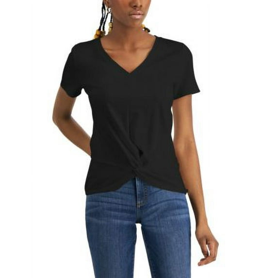 MSRP $35 Inc International Concepts Womens Twist-Front Top Black Size Medium