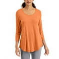 thumbnail image 1 of JM Collection Womens 3/4 Sleeve Top Bright Tangelo L, 1 of 2