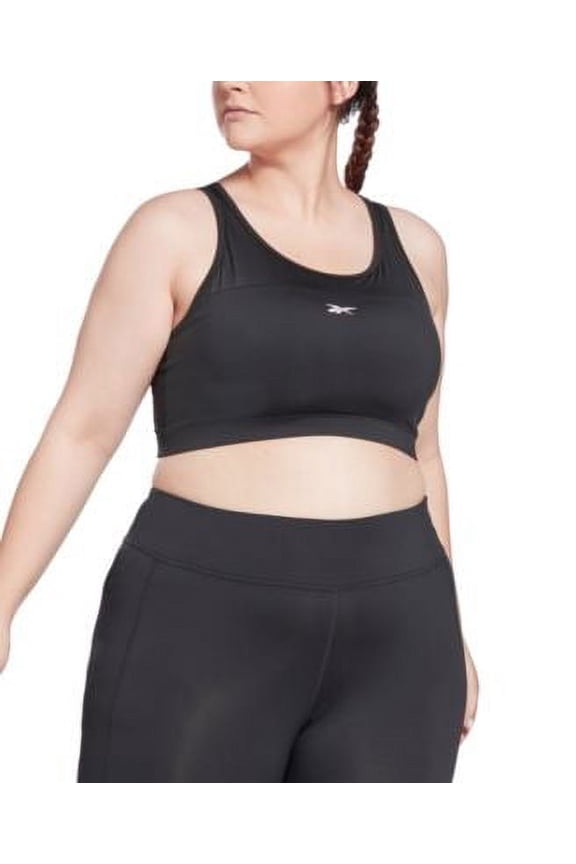 MSRP $35 Reebok Plus Size Mesh-Panel Racerback Bralette Charcoal Size 1X