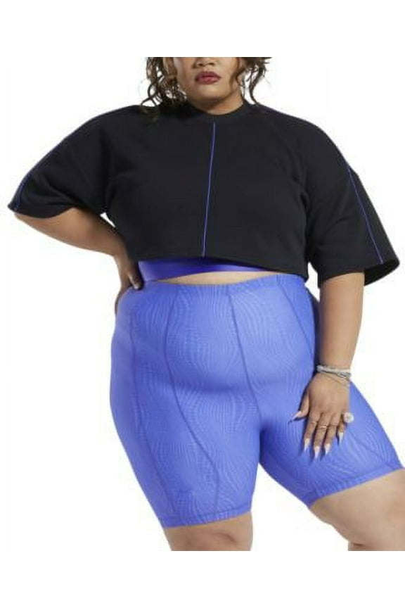 MSRP $35 Reebok X Cardi B Plus Size Cropped T-Sweatshirt Black Size 2X