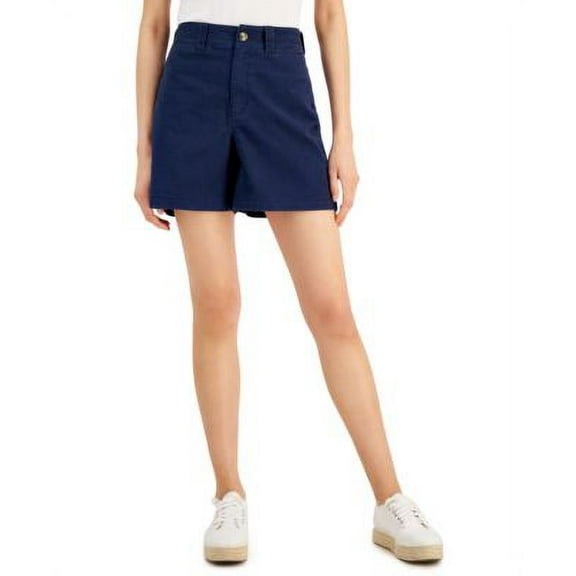 MSRP $35 Style & Co Womens Canvas High-Rise Shorts Navy Size 14