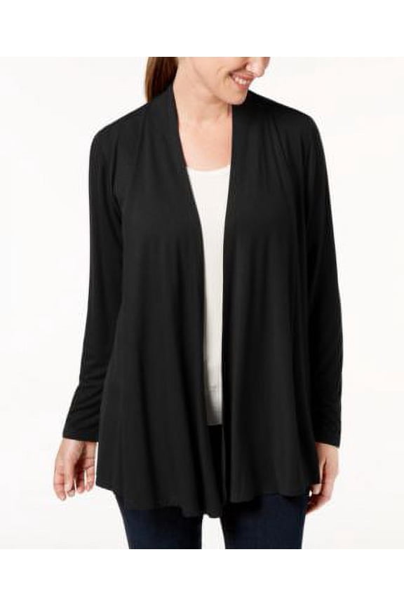 MSRP $37 Karen Scott Petite Open-Front Knit Cardigan Black Size XL P