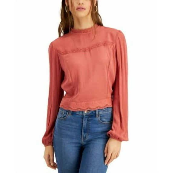 MSRP $39 Self Esteem Juniors' Crochet Tie-Back Mock-Neck Top Size Large